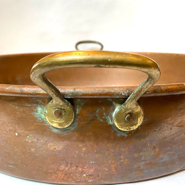 Large French Copper and Brass Two-Handle Cooking Basin (Confisier)