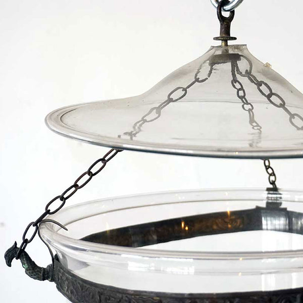 English Regency Style Glass Pendant Hall Candle Lantern