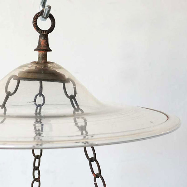 Large English Regency Style Glass Pendant Hall Lantern