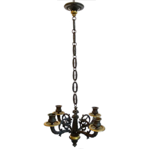 Small French Louis XVI Revival Gilt Bronze Four-Light Chandelier