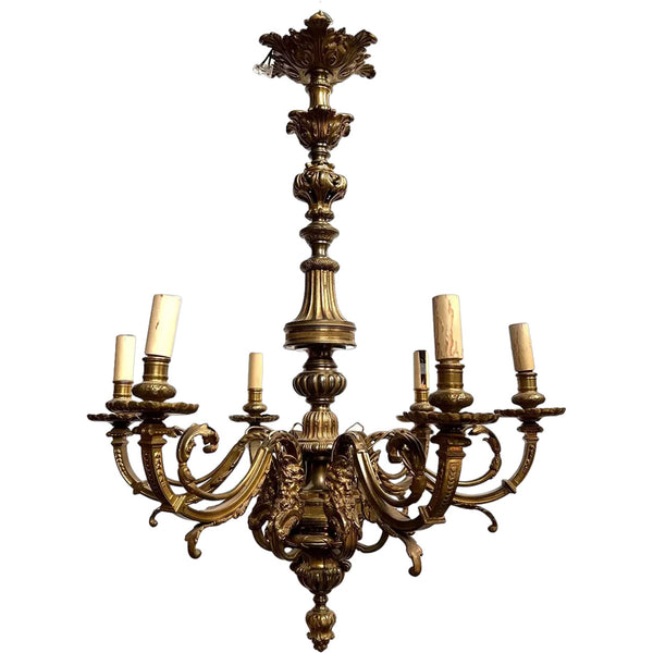 French Baroque Style Bronze Mazarin Six-Light Chandelier