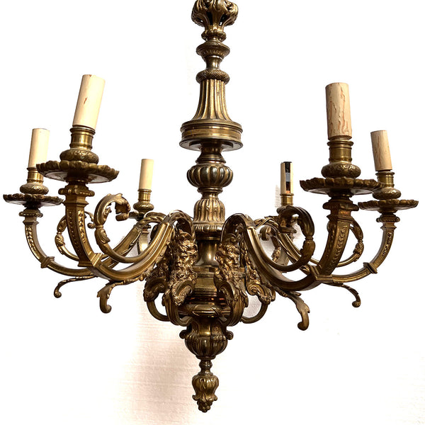 French Baroque Style Bronze Mazarin Six-Light Chandelier
