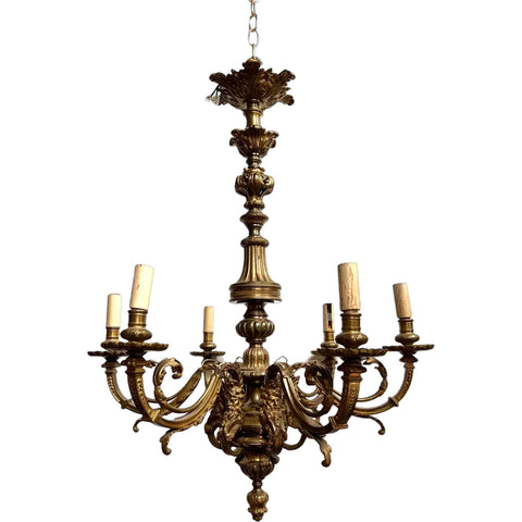 French Baroque Style Bronze Mazarin Six-Light Chandelier