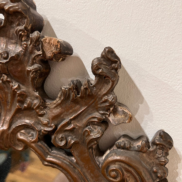 Pair of Italian Baroque Mirrored Copper and Pine Two-Candlearm Sconces