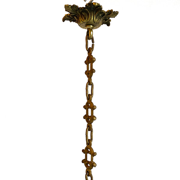 Small French Baroque Revival Gilt Brass Four-Light Chandelier