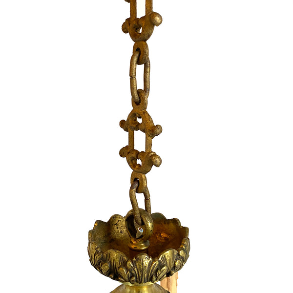 Small French Baroque Revival Gilt Brass Four-Light Chandelier