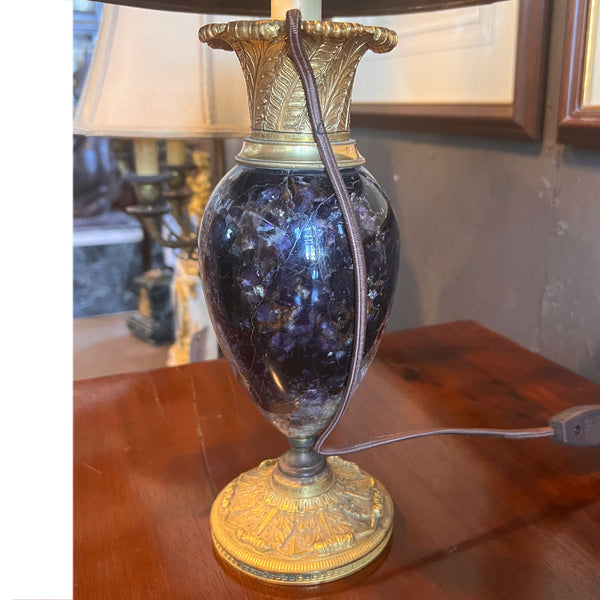 Pair English Regency Blue-John/Derbyshire Spar and Ormolu Two-Light Table Lamps