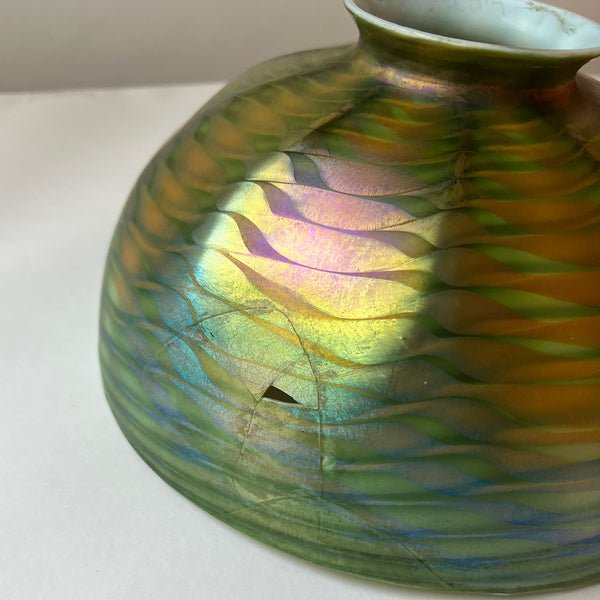 American Tiffany Studios Bronze Favrile Glass Two-Light Student Desk Lamp