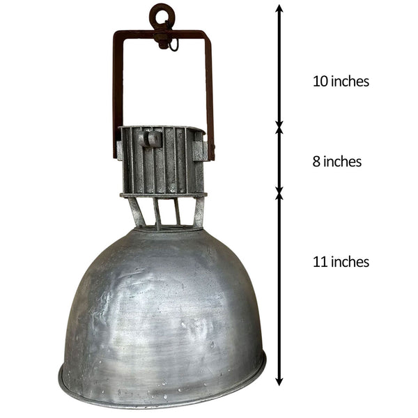 Vintage Industrial Aluminum Dome Shade Caged One-Light Pendant Light