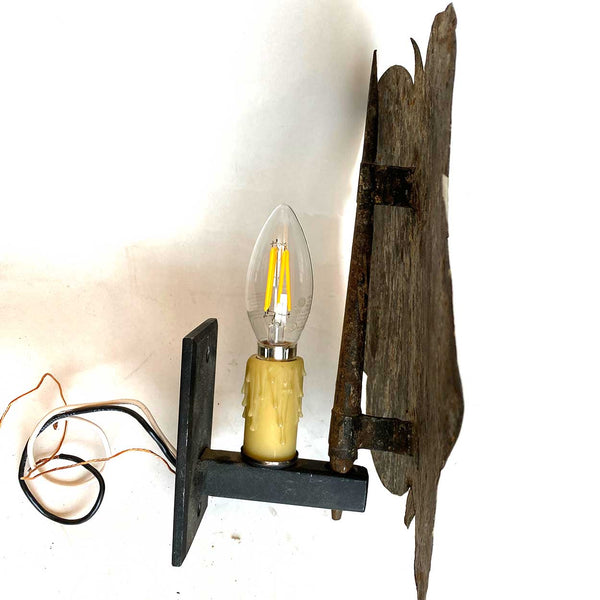 Pair Italian Painted Metal Ecclesiastical One-Light Bracket Wall Sconces