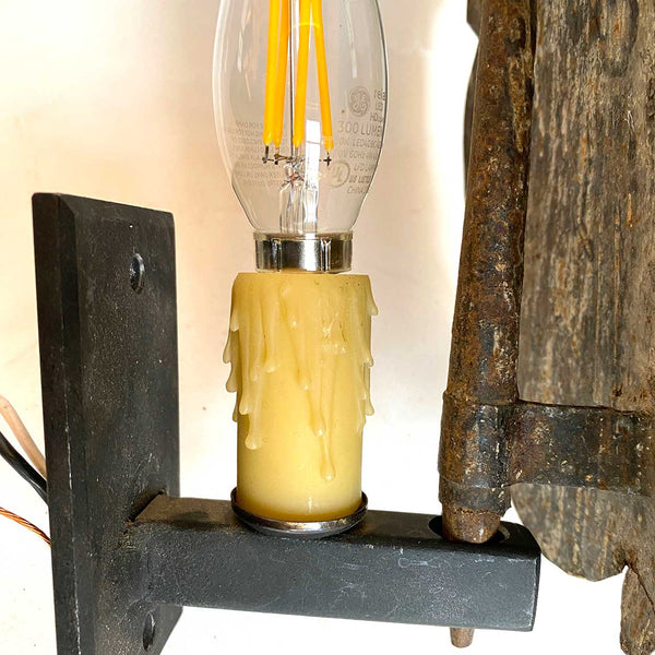 Pair Italian Painted Metal Ecclesiastical One-Light Bracket Wall Sconces