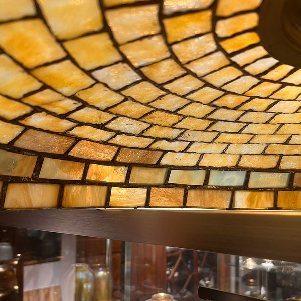 American Albert Sechrist Copper Foil Leaded Glass Geometric Pendant Light Shade