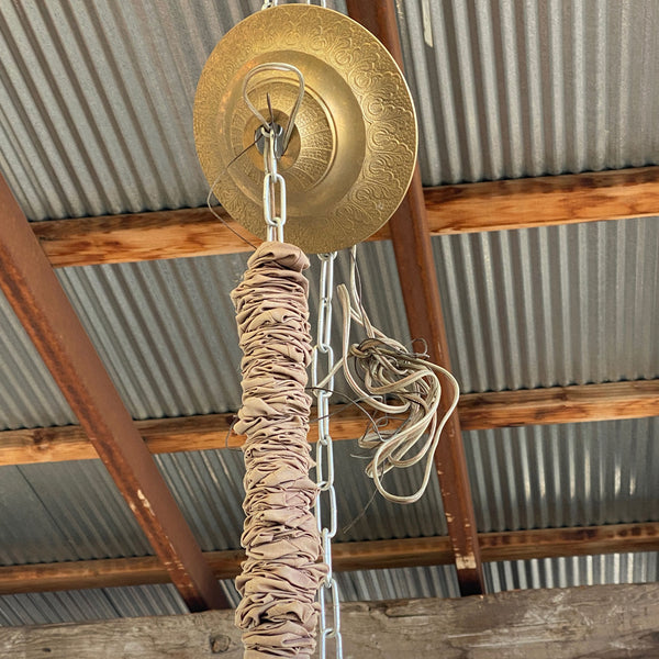 Large Vintage Argentine Brass and Alabaster 17-Light Chandelier