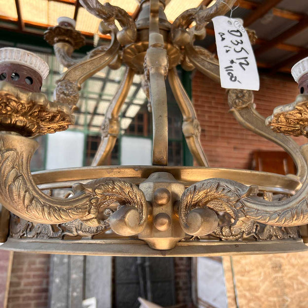 Large Vintage Argentine Brass and Alabaster 17-Light Chandelier