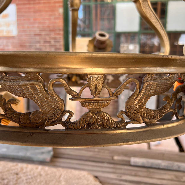 Large Vintage Argentine Brass and Alabaster 17-Light Chandelier