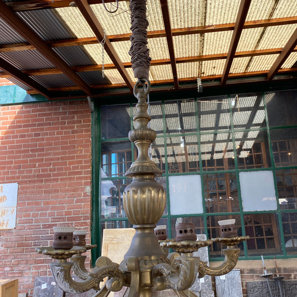 Large Vintage Argentine Brass and Alabaster 17-Light Chandelier