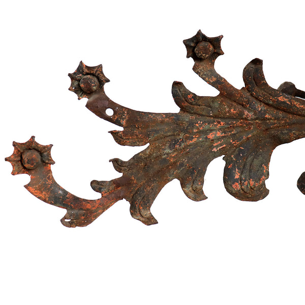 Near Pair of Large French Wrought Iron Foliate Scroll Three-Light Sconces