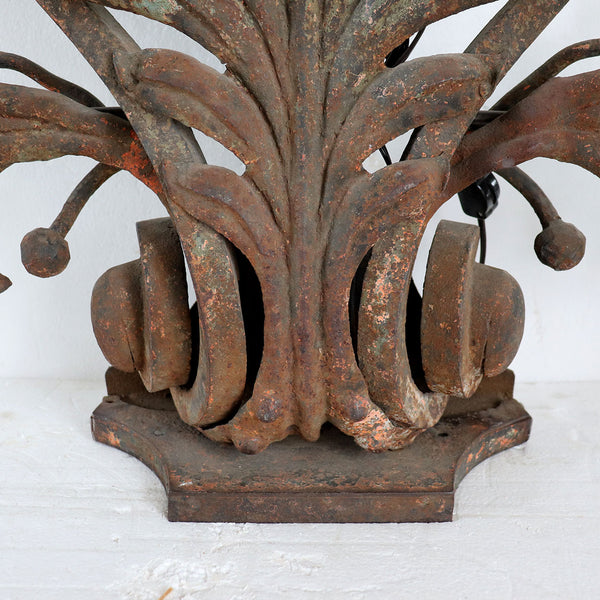 Near Pair of Large French Wrought Iron Foliate Scroll Three-Light Sconces
