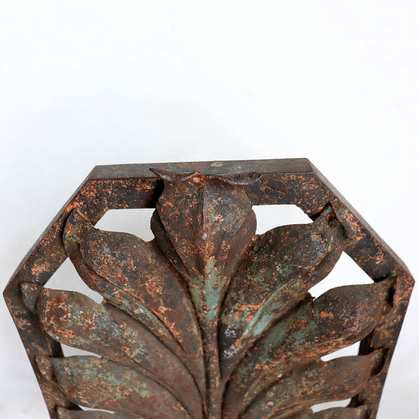 Near Pair of Large French Wrought Iron Foliate Scroll Three-Light Sconces