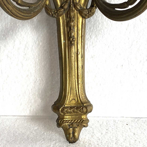 Pair of French Gilt Brass Louis XVI Revival Two-Arm Wall Sconces