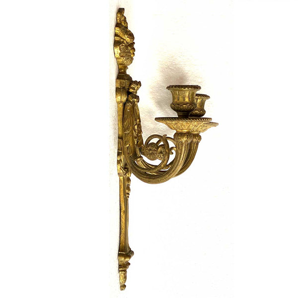 Pair of French Gilt Brass Louis XVI Revival Two-Arm Wall Sconces