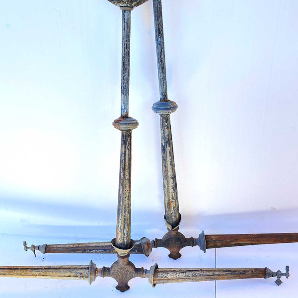 Pair of American Colorado Victorian Zinc and Brass Gas Street Lights Components
