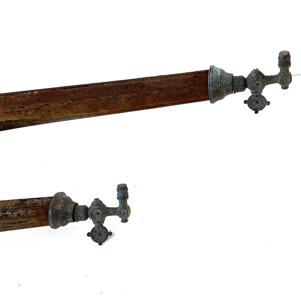 Pair of American Colorado Victorian Zinc and Brass Gas Street Lights Components