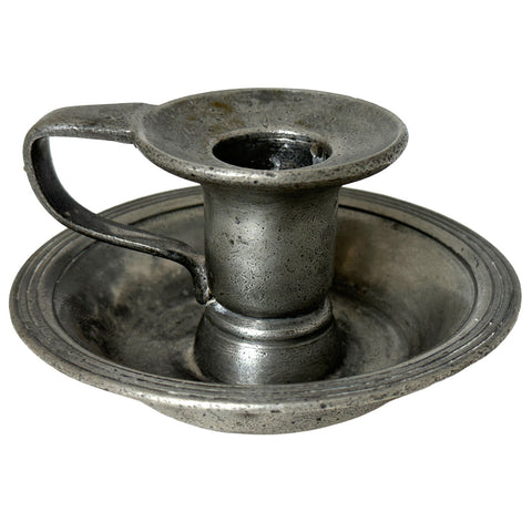 English Pewter Chamberstick Candle Holder