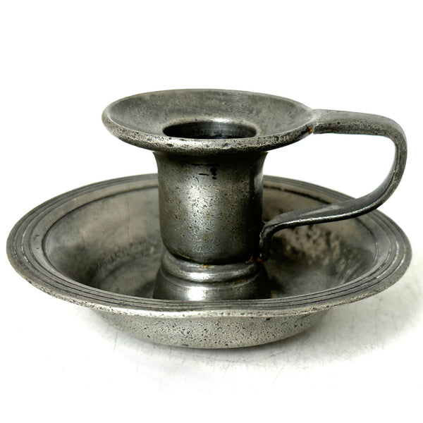 English Pewter Chamberstick Candle Holder
