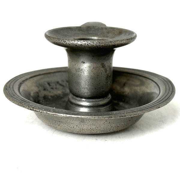 English Pewter Chamberstick Candle Holder
