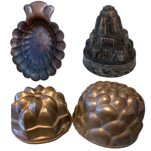 Lot 0402 | 4 Vintage American Copper Shell-Form One-Handle Trinket Dish and Baking Molds