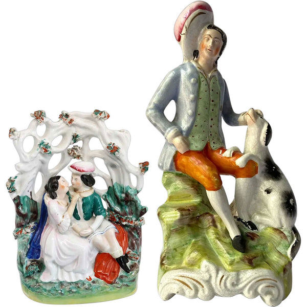 Lot 0467 | Two English Staffordshire Pottery Flatback Figural Groups