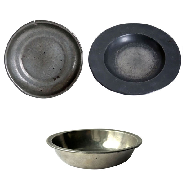 Lot 0473 | (3) Small Vintage Continental Pewter Round Wide Rim Bowls