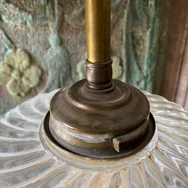 French Gilt Bronze, Green Crystal and Clear Glass Two-Light Table Lamp