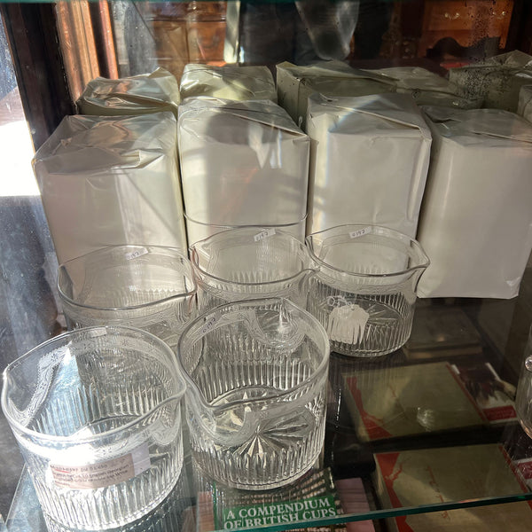 Scarce Set of 10 English Georgian Engraved Glass Double-Lip Wine Rinsers
