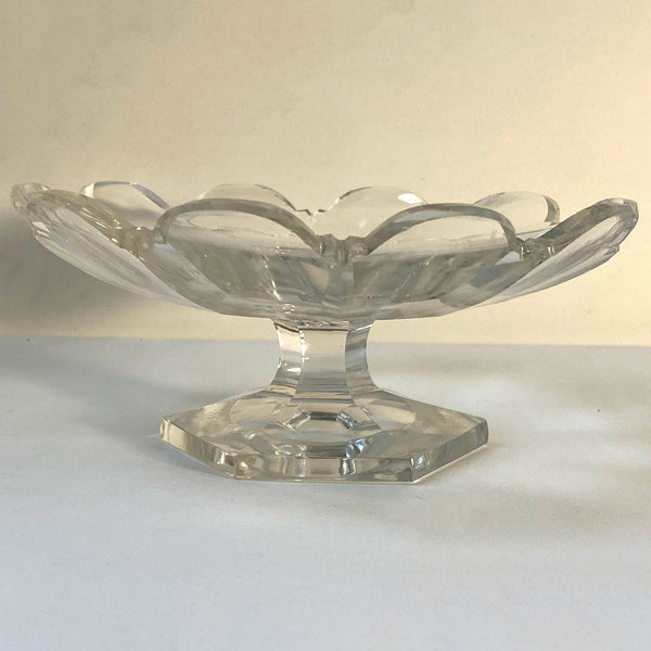Small Bavarian Cut Glass Scalloped Compote