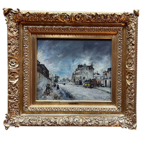 JOHANN-BARTHOLD JONGKIND Oil on Canvas Painting, Faubourg St-Jacques