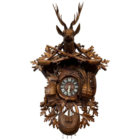 Large Vintage German Black Forest Swiss Movement Musical Cuckoo Wall Clock