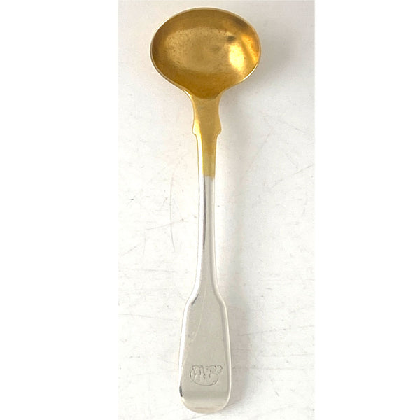 English George III Sterling Silver Open Salt with Silver Gilt Spoon