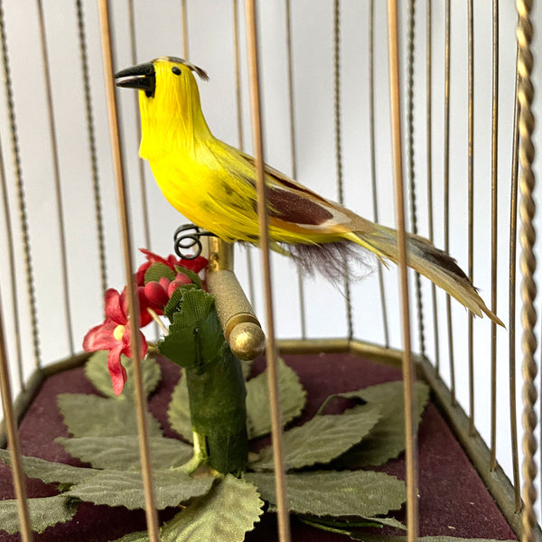 German Karl Griesbaum Giltwood and Brass Singing Bird Cage Music Box