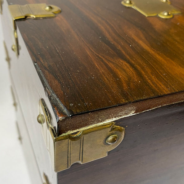 English Georgian Brass Mounted Coromandel and Glass Ship's Captain Liquor Chest