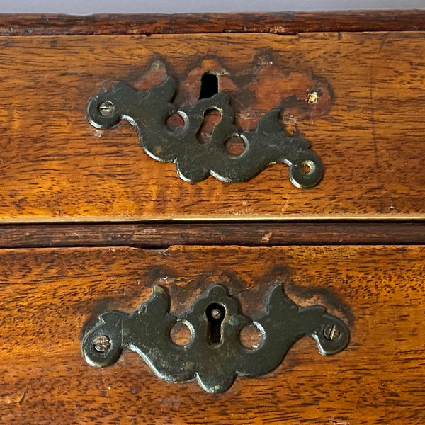 English Chippendale Brass Mounted Mahogany Writing / Jewelry Table Top Box