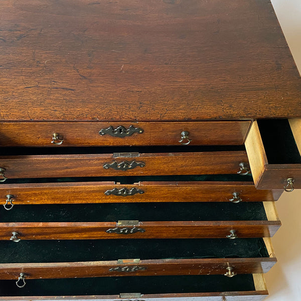 English Chippendale Brass Mounted Mahogany Writing / Jewelry Table Top Box