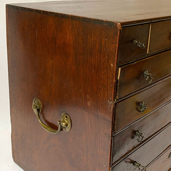 English Chippendale Brass Mounted Mahogany Writing / Jewelry Table Top Box