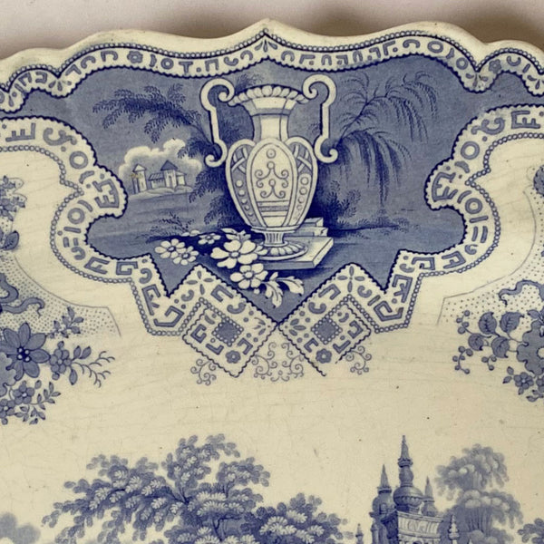 English John Rogers & Son Transferware Pottery Blue and White Vase Pattern Platter