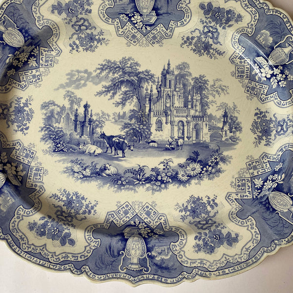 English John Rogers & Son Transferware Pottery Blue and White Vase Pattern Platter