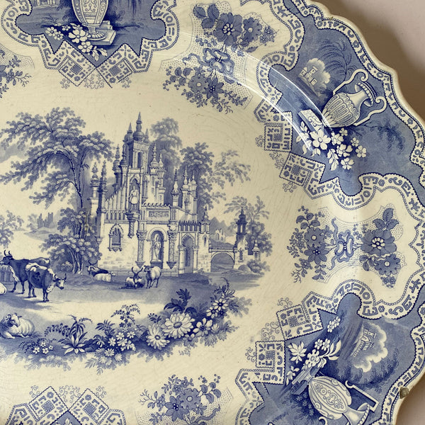 English John Rogers & Son Transferware Pottery Blue and White Vase Pattern Platter