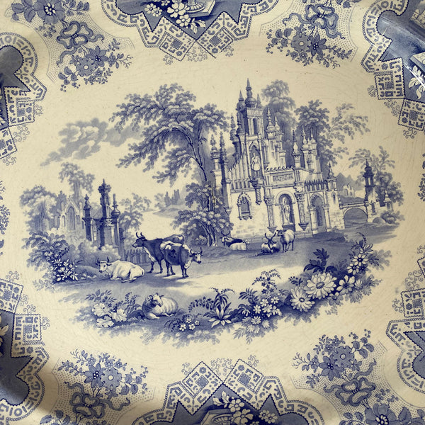 English John Rogers & Son Transferware Pottery Blue and White Vase Pattern Platter