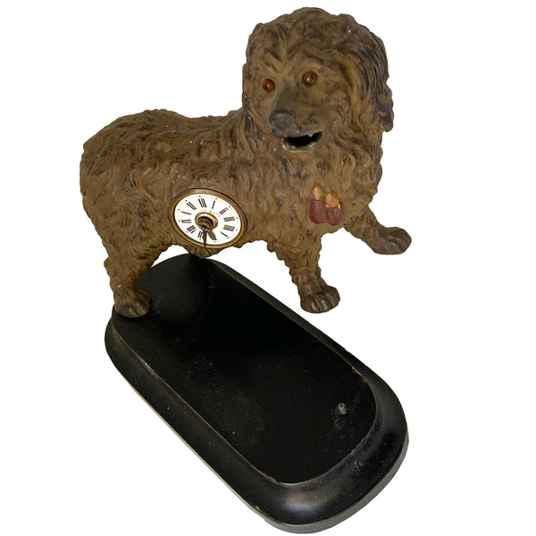 Rare German Export Joseph Mayer Spelter Automaton Dog Table Clock