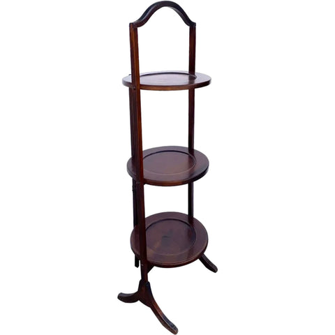 English Edwardian Mahogany Three-Tier Folding Cake Stand